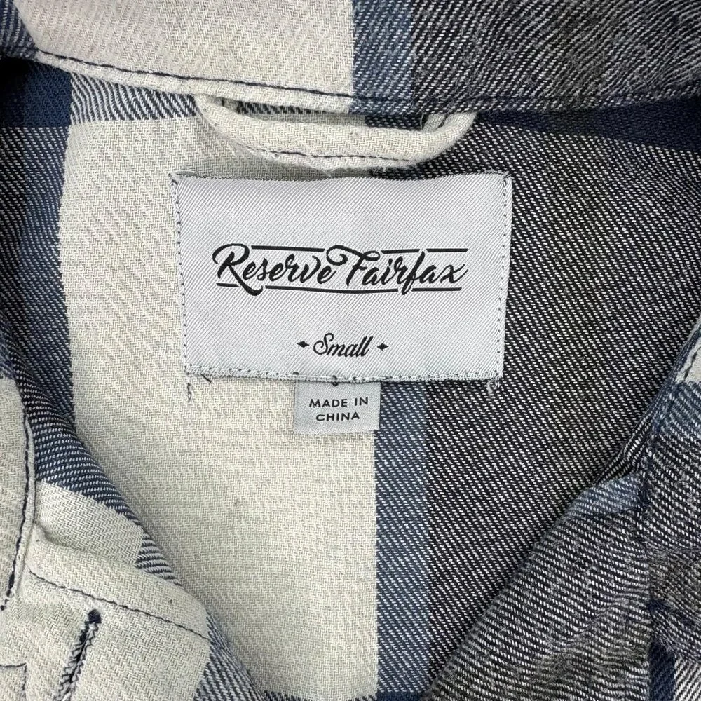Reserve Fairfax Women’s Plaid Flannel Shacket Blue Gray Button Up Size Small - Picture 8 of 13